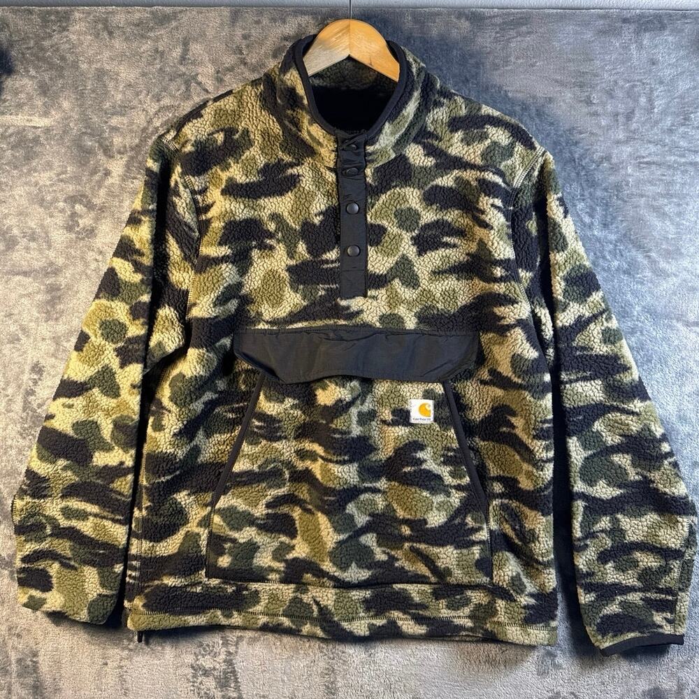 Carhartt Camo Sherpa Pullover Jacket - Green & Black
